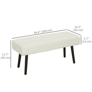 39" Upholstered Ottoman Bench, Corduroy Entryway Bedroom Bench with Padded Seat and Steel Legs for Bedroom – view 2