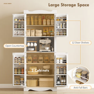 73" Kitchen Pantry Cabinet, Freestanding Kitchen Hutch with 12 Door Shelves, Adjustable Shelves – view 10