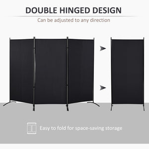 6' 3 Panel Room Divider, Double Hinged Folding Wall Divider, Indoor Privacy Screen for Home Office, Black – view 8