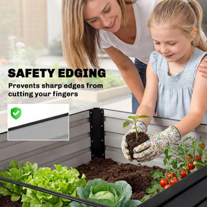 5' x 3' x 2' Raised Garden Bed, Galvanized Planter Box for Growing Flowers, Herbs and Vegetables, Black – view 6