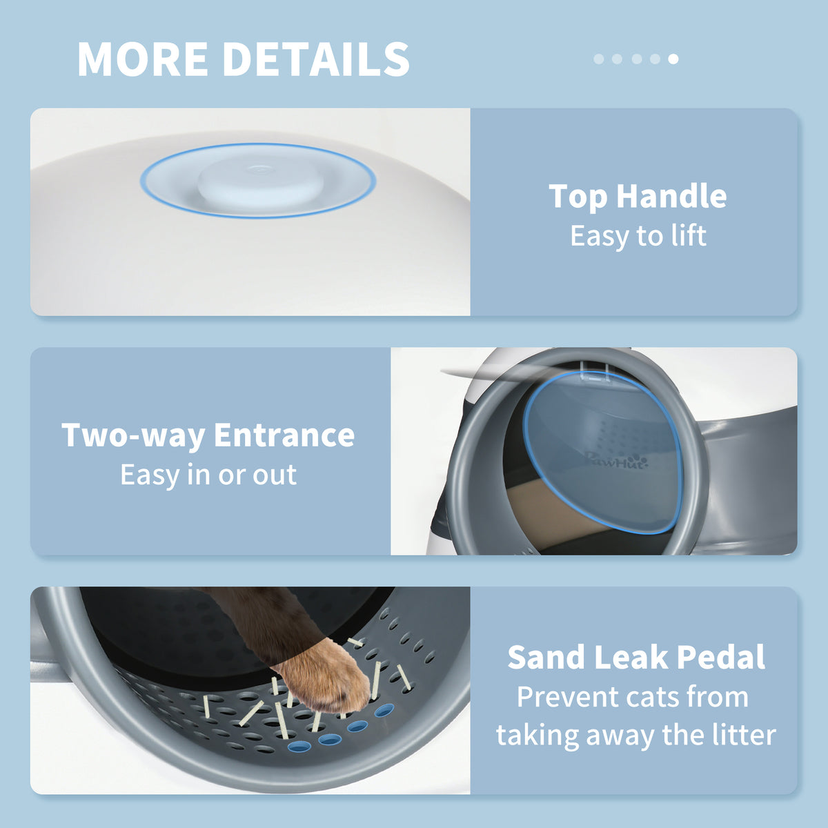 Foldable Large Cat Litter Box with Lid, Covered Kitten Litter Box w/ Automatic Cat Litter-Proof Sides – view 6