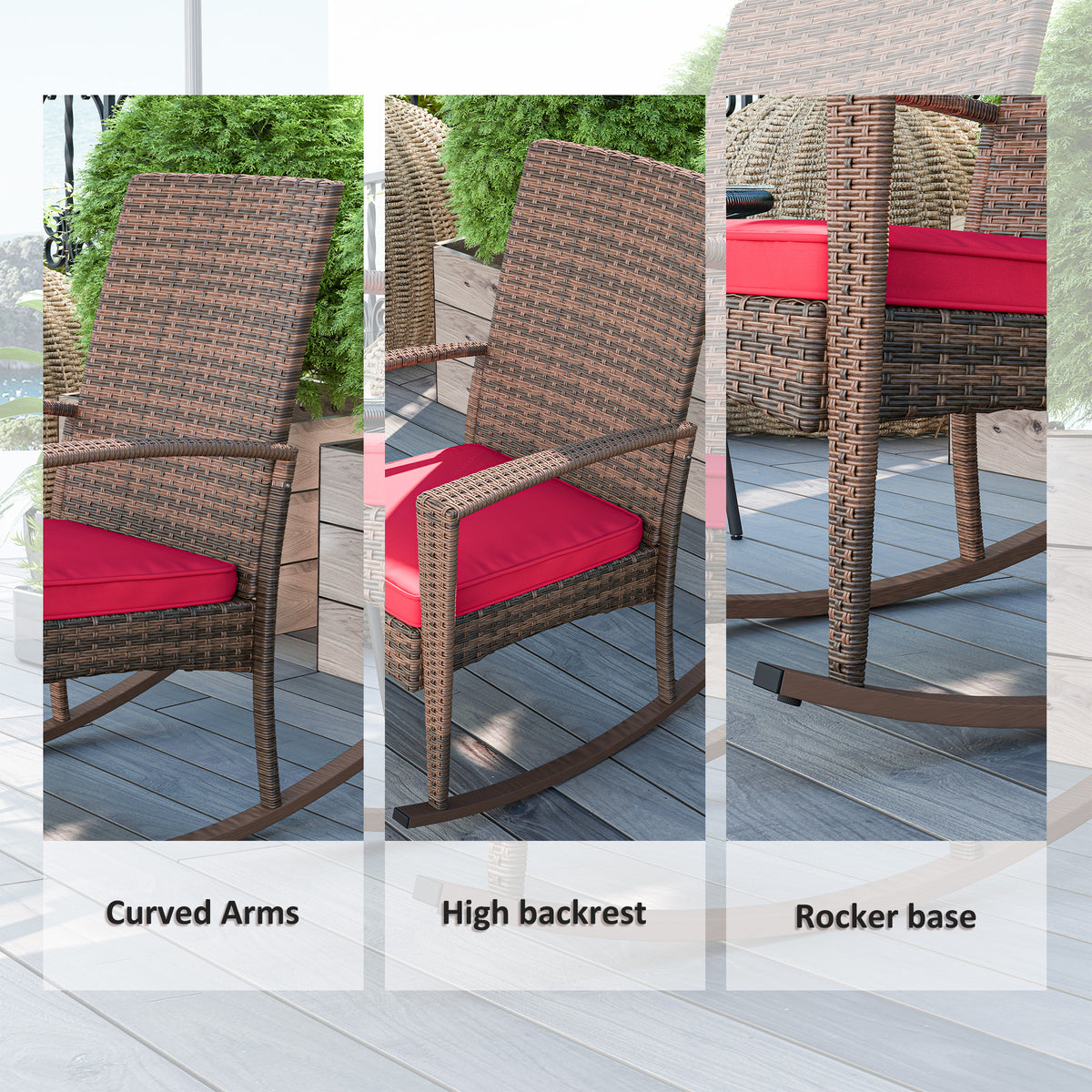 Outdoor PE Rattan Rocking Chair, Garden Glider Rocking Chair – view 6