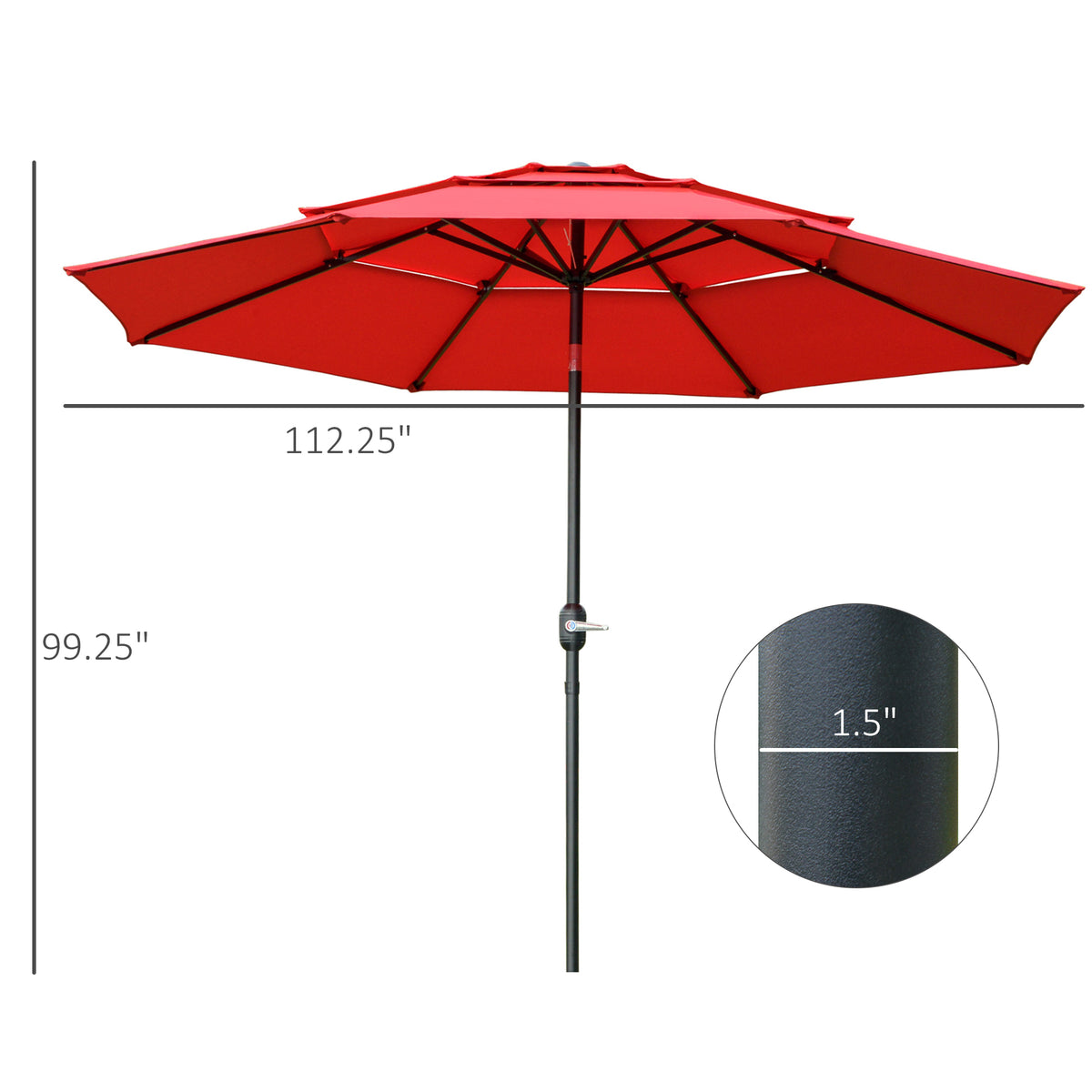 9FT 3 Tiers Patio Umbrella Outdoor Market Umbrella with Crank, Push Button Tilt for Deck – view 16