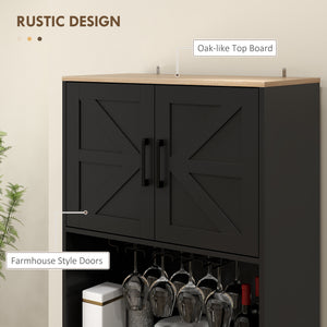 Farmhouse Kitchen Pantry, 68" Freestanding Hutch Storage Cabinet with Microwave Oven Countertop, Black – view 4