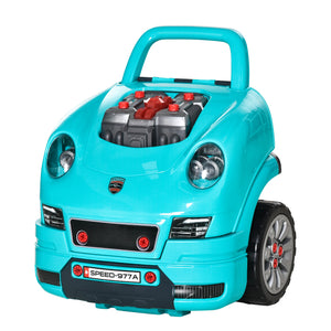Mechanic Kids Truck Engine Toy Set, Car Service Play Set, Teal