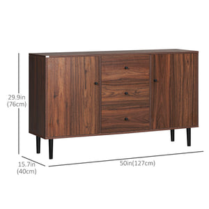 Kitchen Storage Sideboard, Buffet Cabinet with 2 Cupboard, 3 Drawers and Adjustable Shelves for Living Room Rustic Brown
