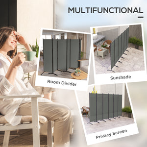 6 Panel Folding Room Divider, UV30+ Privacy Screen, Indoor Outdoor Privacy Panel with Stable Base, Beige – view 17