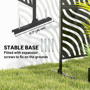 Metal Outdoor Privacy Screen, Freestanding Outdoor Divider with Stand, 78" x 48", Black