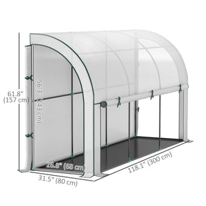 Walk-in Lean-to Greenhouse, Outdoor Gardening Green House with Zipper Roll-up Doors and Window – view 9