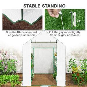Walk-in Greenhouse with 3 Tier, Garden Plant Growhouse with Roll-up Door and Mesh Windows – view 13