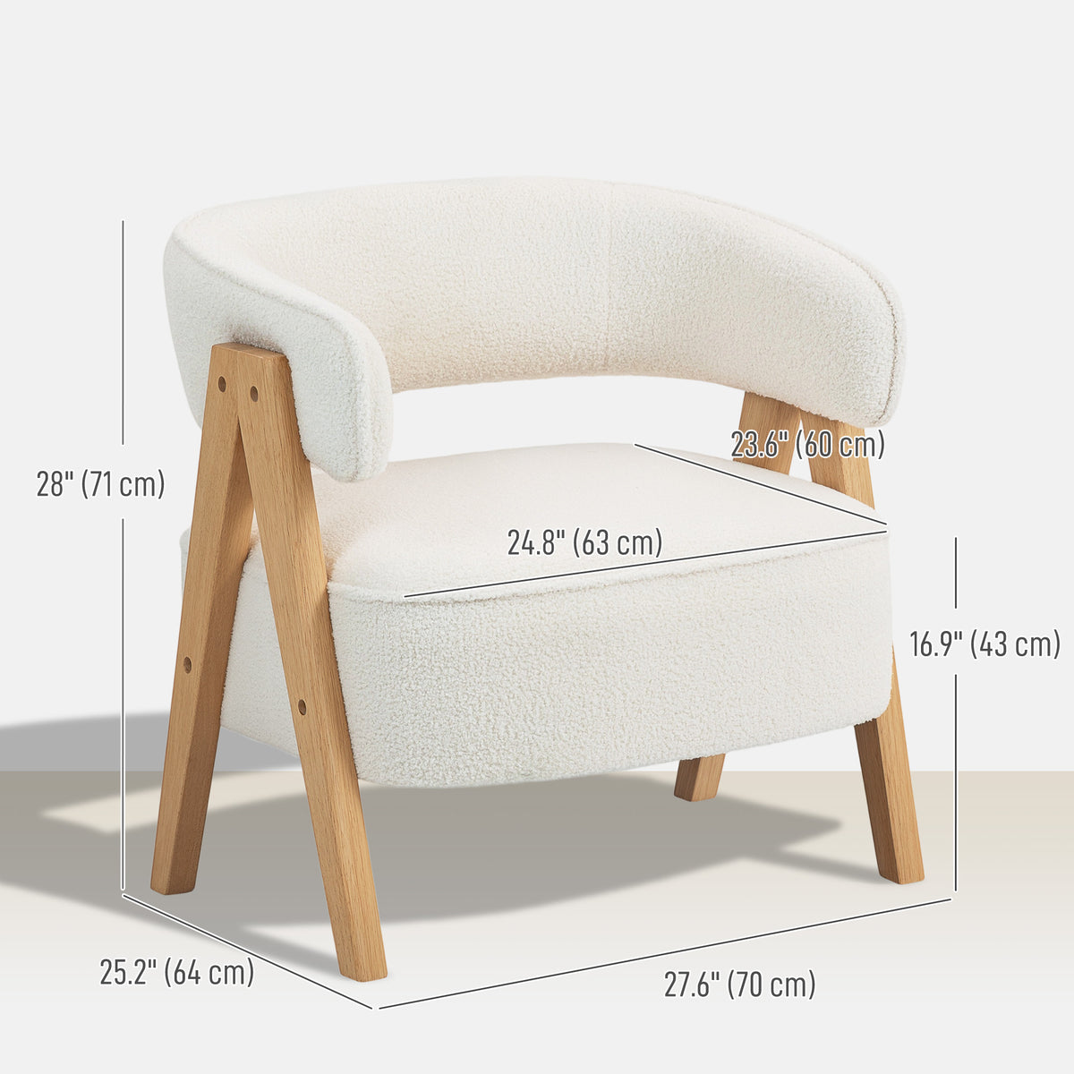 Sherpa Fleece Accent Chair, Upholstered Armchair with Solid Wood Legs and Steel Frame for Living Room – view 9