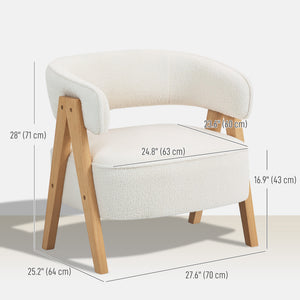 Sherpa Fleece Accent Chair, Upholstered Armchair with Solid Wood Legs and Steel Frame for Living Room – view 9