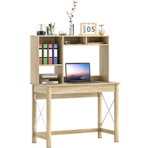 Computer Desk with Hutch, Home Office Table with Storage Shelves and Open Compartments for Writing, Work – view 8