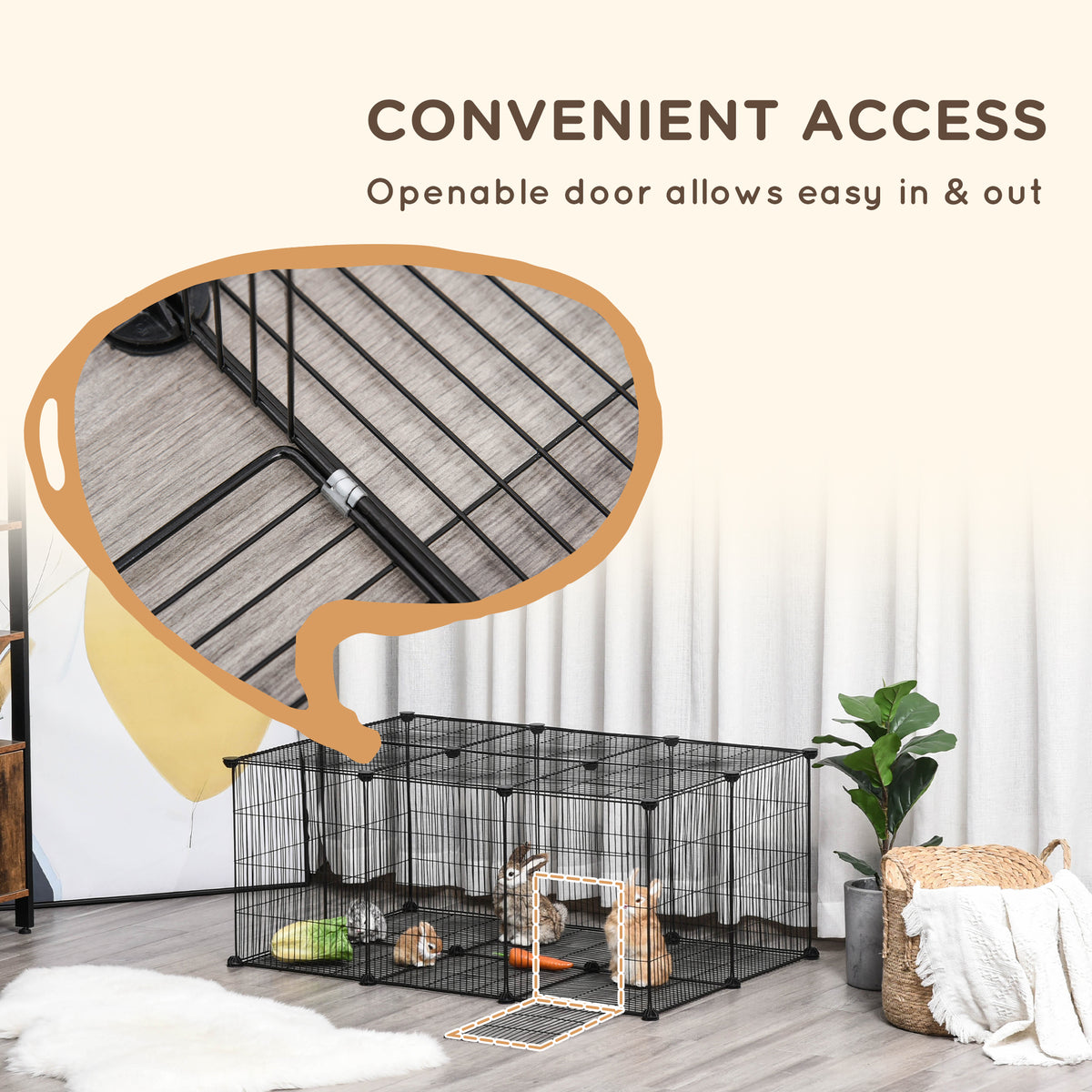 Small Animal Cage for Bunny, Guinea Pig, Chinchilla, Hedgehog, Portable Pet Enclosure with Door, 22 Panels