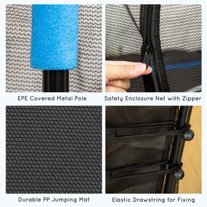 Soozier 63" Kids Trampoline Mini Indoor Bouncer Jumper with Enclosure Net Elastic Thick Padded Pole Gift for Child Toddler Age 3-6 Years Old
