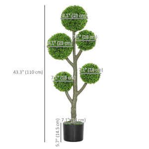 43.3" Artificial Ball Cypress Topiary Tree, Fake Plant in Pot for Indoor Outdoor Living Room Green