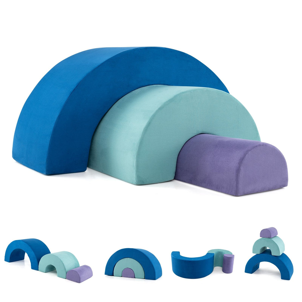 Rainbow Arc Climber Playset Foam Climbing Blocks with Machine Washable Covers-Multicolor