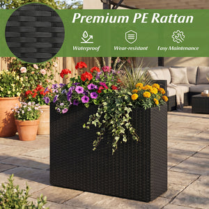 Raised Garden Bed All-Weather PE Rattan Wicker Flowerpot with Liner view 4