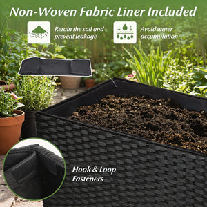 Raised Garden Bed All-Weather PE Rattan Wicker Flowerpot with Liner view 5