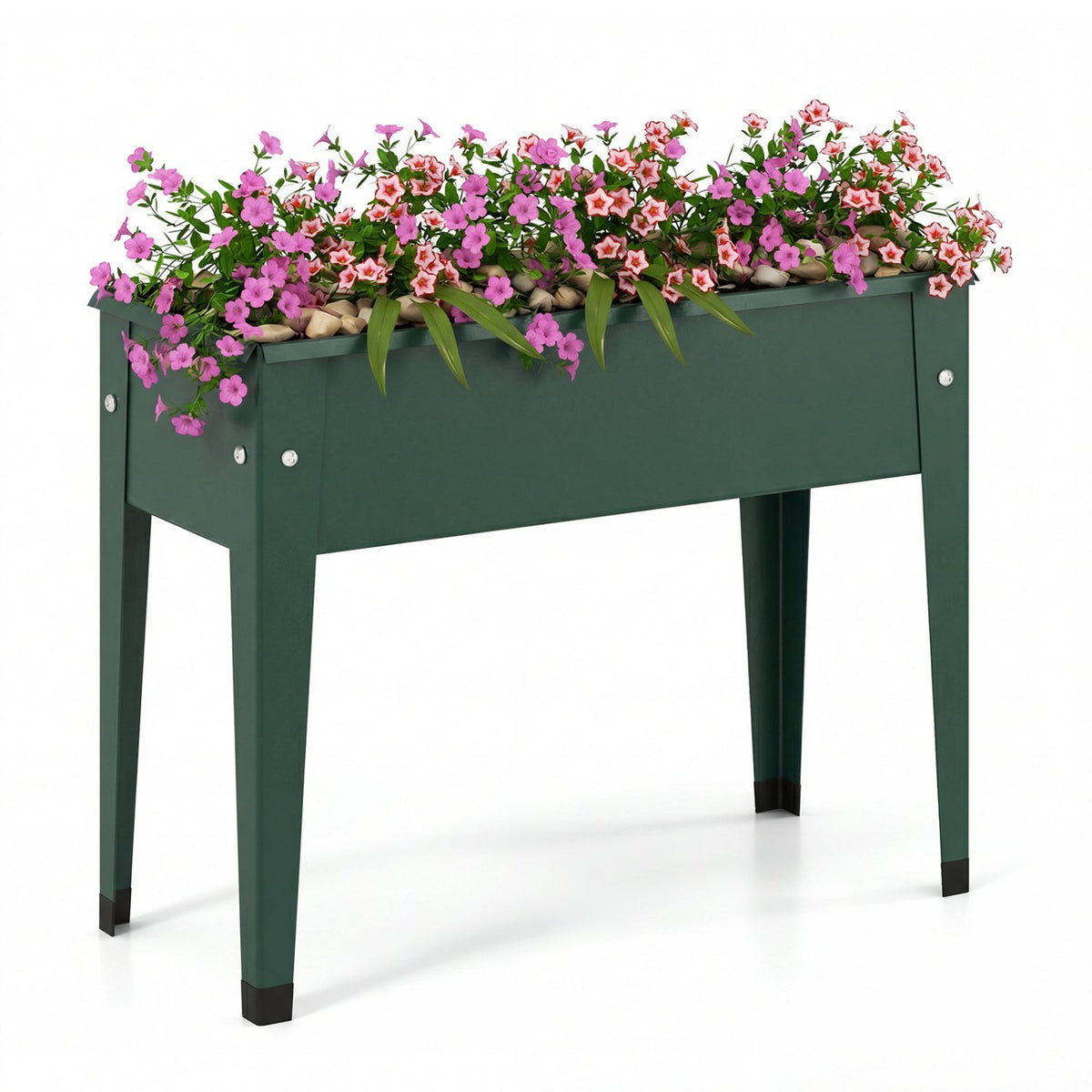 Raised Garden Bed Elevated Metal Gardening Box with Legs-Green