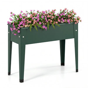 Raised Garden Bed Elevated Metal Gardening Box with Legs-Green