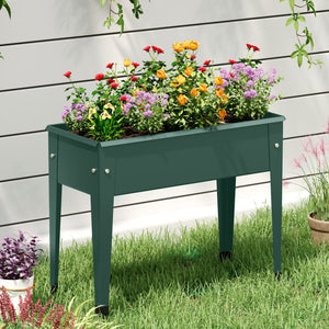 Raised Garden Bed Elevated Metal Gardening Box with Legs-Green view 2