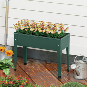 Raised Garden Bed Elevated Metal Gardening Box with Legs-Green view 3