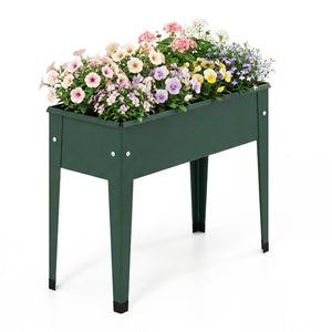 Raised Garden Bed Elevated Metal Gardening Box with Legs-Green view 4