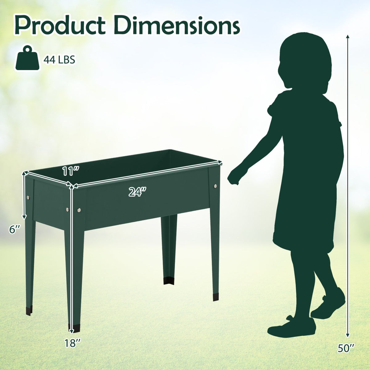 Raised Garden Bed Elevated Metal Gardening Box with Legs-Green view 5