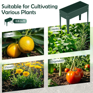 Raised Garden Bed Elevated Metal Gardening Box with Legs-Green view 9