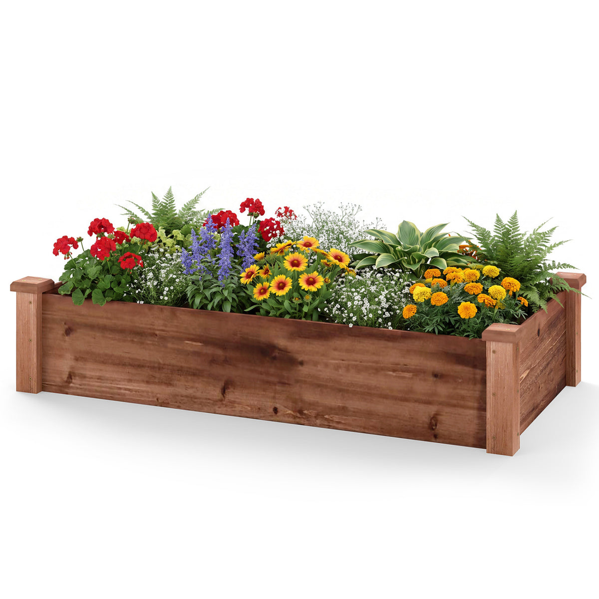 Raised Garden Bed Fir Wood Wooden Square Wood Planter Box-Brown