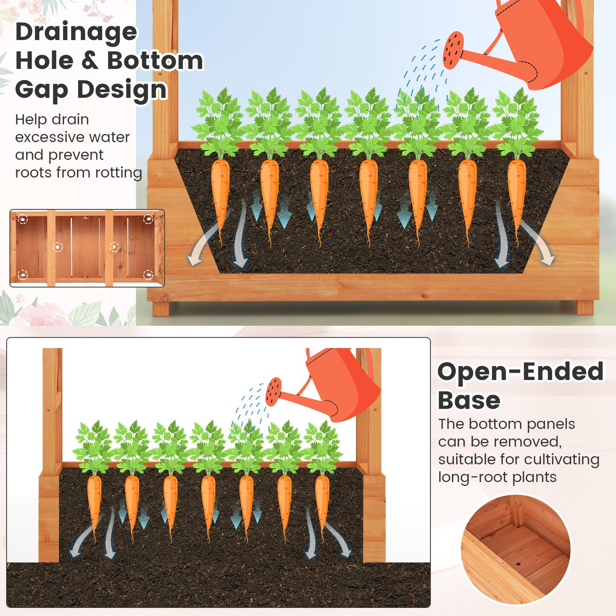 Raised Garden Bed with Arch Trellis-Orange view 9