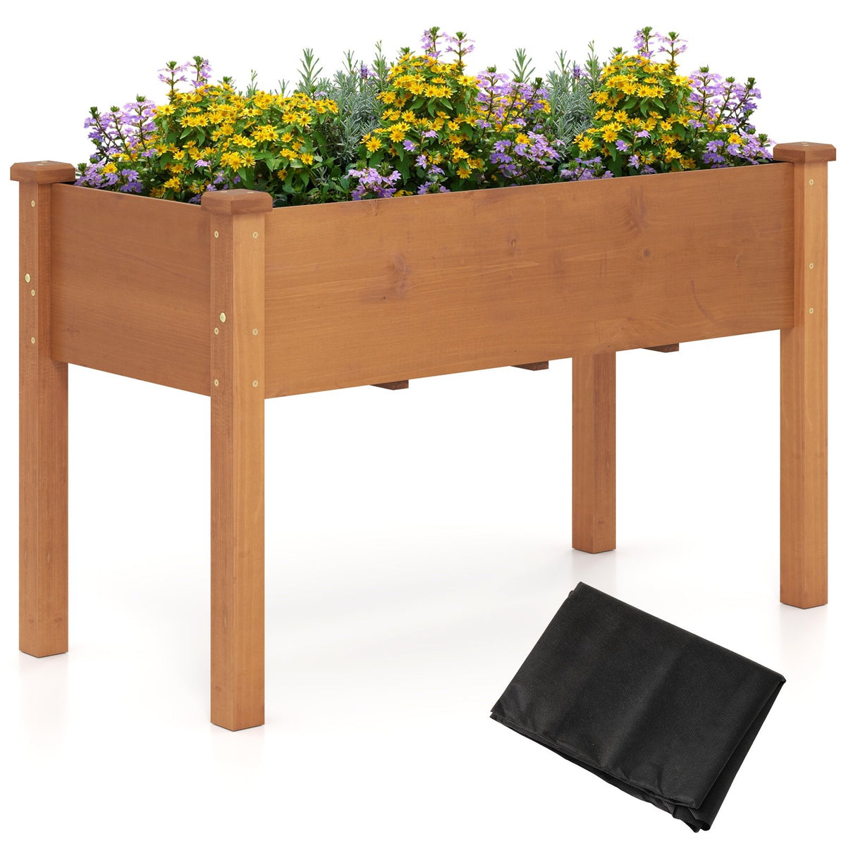 Raised Garden Bed with Legs and Drainage Holes for Backyard-Brown view 4