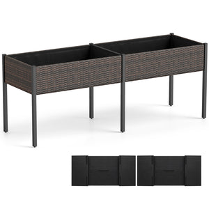 Raised Garden Bed with Legs and Removable Liner for Vegetables Herbs Patio-Brown view 4