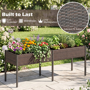 Raised Garden Bed with Legs and Removable Liner for Vegetables Herbs Patio-Brown view 6