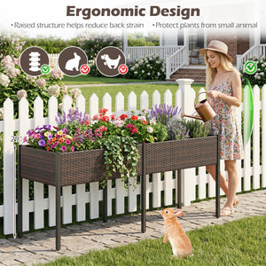Raised Garden Bed with Legs and Removable Liner for Vegetables Herbs Patio-Brown view 9