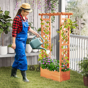 Raised Garden Bed with Side Trellis and Hanging Roof and Drainage Hole-Orange view 2