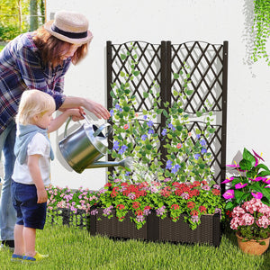 Raised Garden Bed with Trellis for Climbing Plants-Coffee view 2