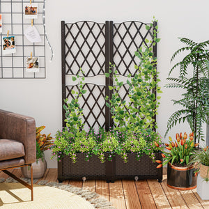 Raised Garden Bed with Trellis for Climbing Plants-Coffee view 3