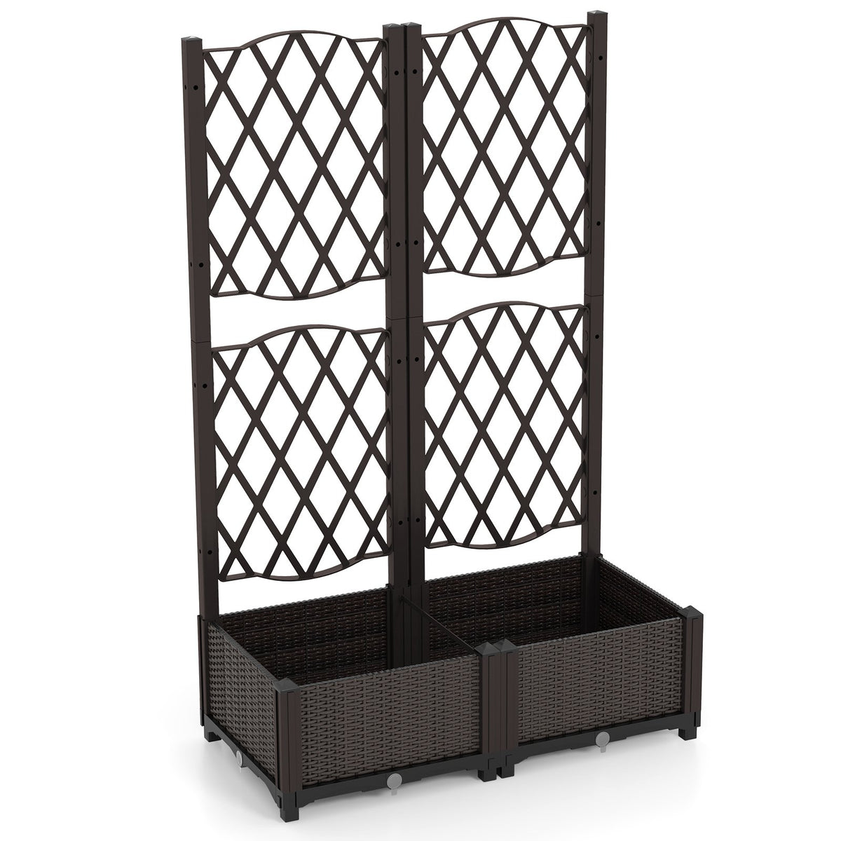 Raised Garden Bed with Trellis for Climbing Plants-Coffee view 4