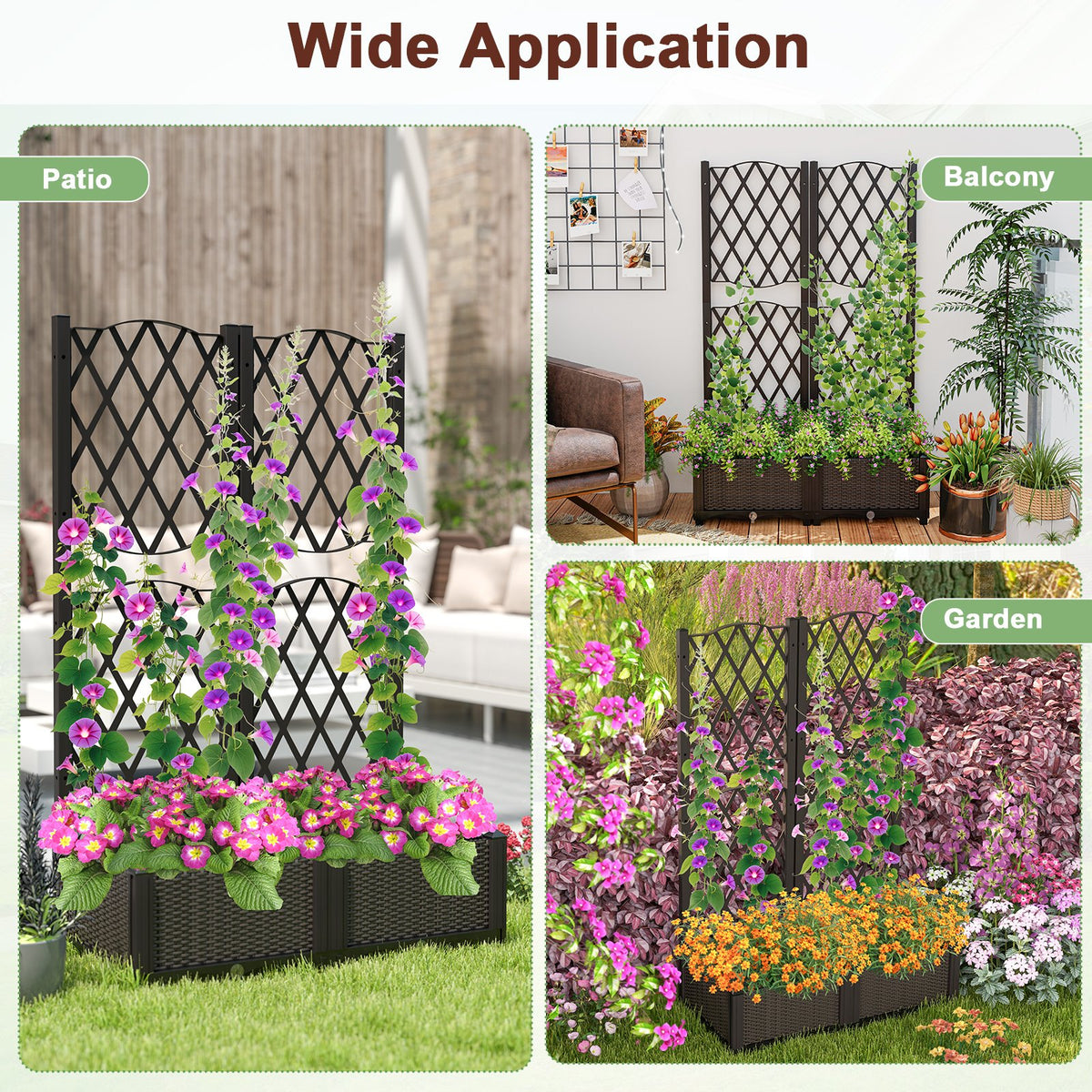 Raised Garden Bed with Trellis for Climbing Plants-Coffee view 8