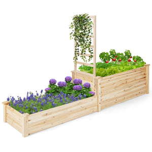 Raised Garden Bed with Trellis-Natural view 4