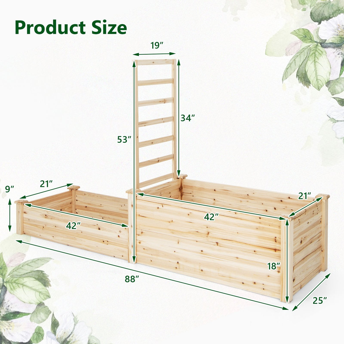 Raised Garden Bed with Trellis-Natural view 5