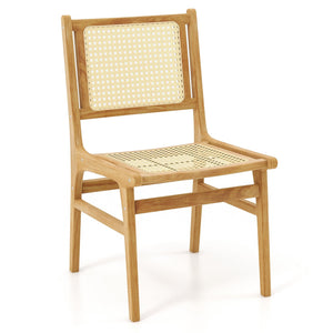 Rattan Dining Chair with Natural Cane Woven Backrest and Teak Wood Frame view 4