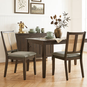 Rattan Dining Chairs Set of 2 with Curved Backrest & Padded Seat for Dining Room-Gray view 3