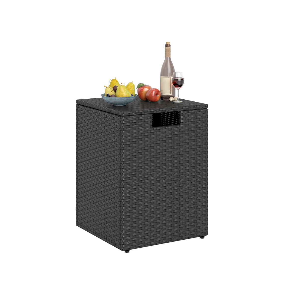 Rattan Propane Tank Cover Patio Hideaway Tank Side Table-Black