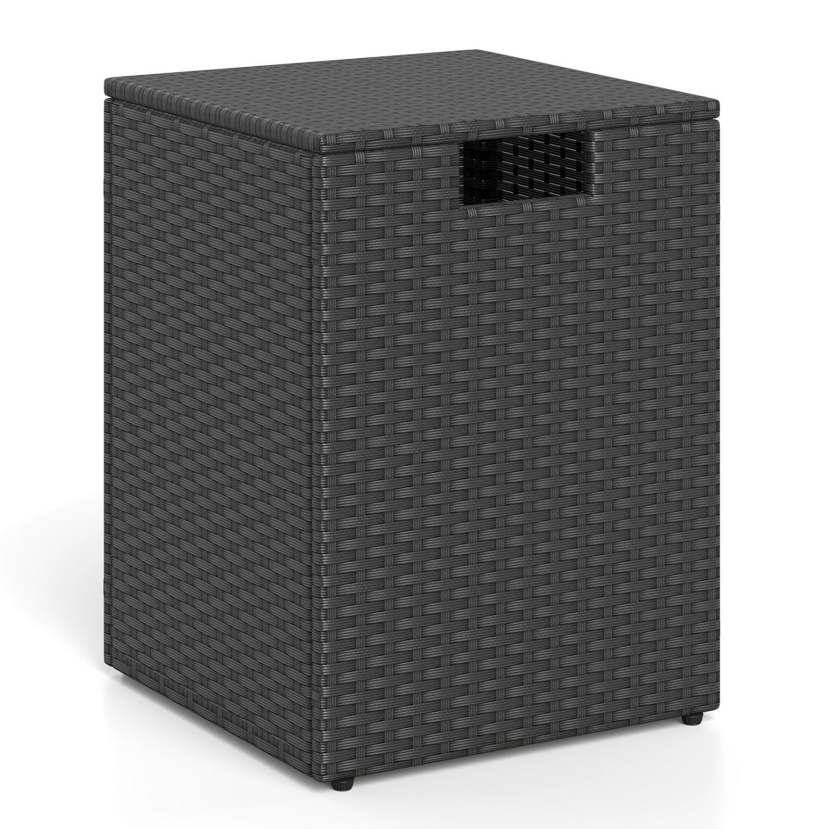 Rattan Propane Tank Cover Patio Hideaway Tank Side Table-Black view 4
