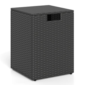 Rattan Propane Tank Cover Patio Hideaway Tank Side Table-Black view 4