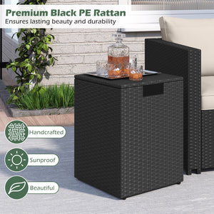 Rattan Propane Tank Cover Patio Hideaway Tank Side Table-Black view 8