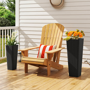 Rattan Tall Planter Set of 2 Outdoor Large Tapered Planters with Removable Inner Trays-Black view 6